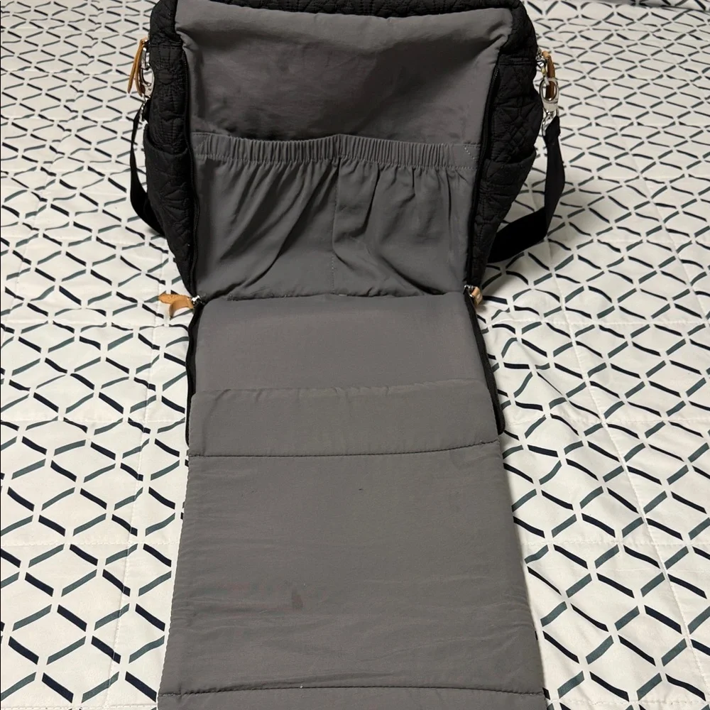 Petunia Pickle Bottom Black Floral Quilted Baby Bag